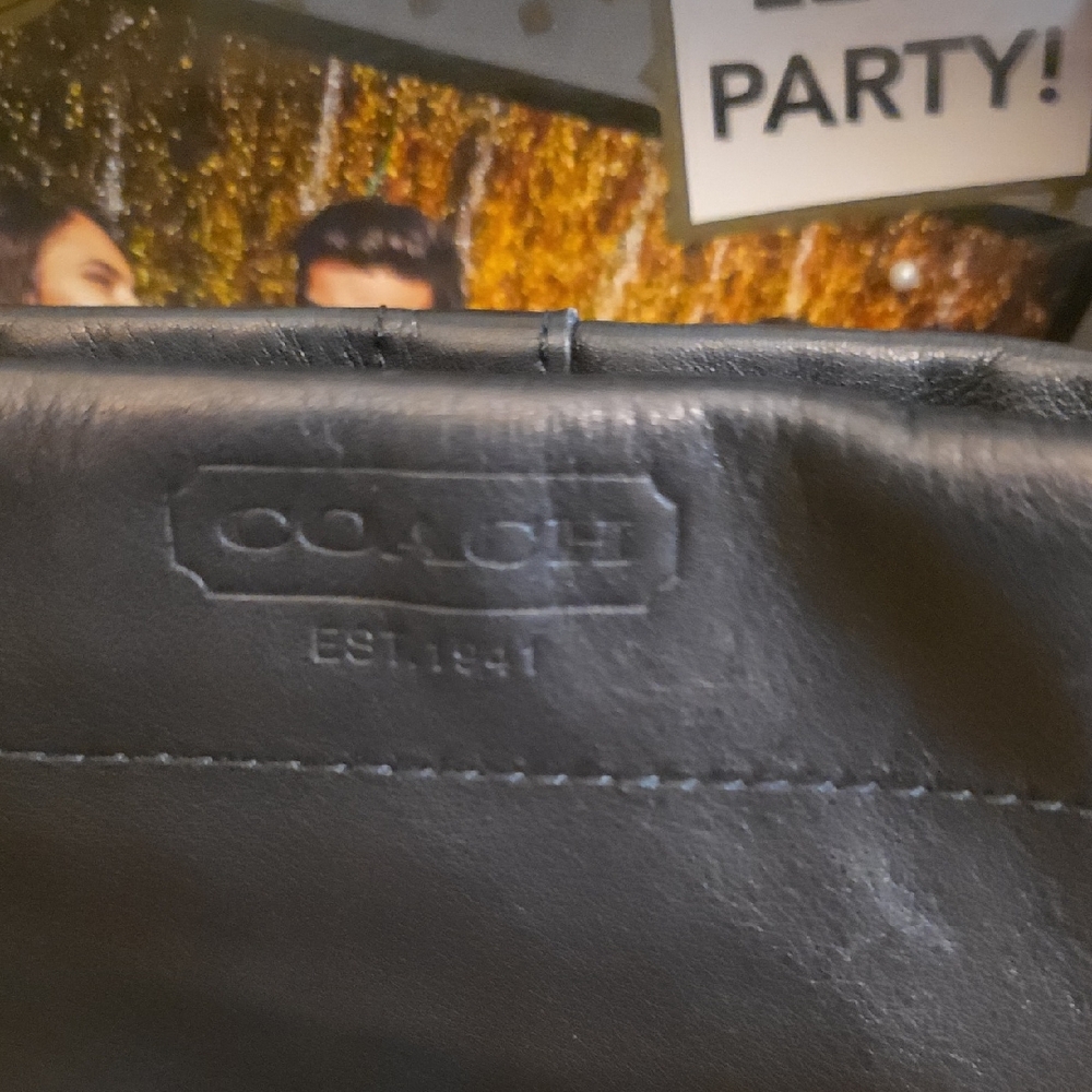 Coach Black Leather Shoulder Bag with Gold Accents - Picture 2 of 6
